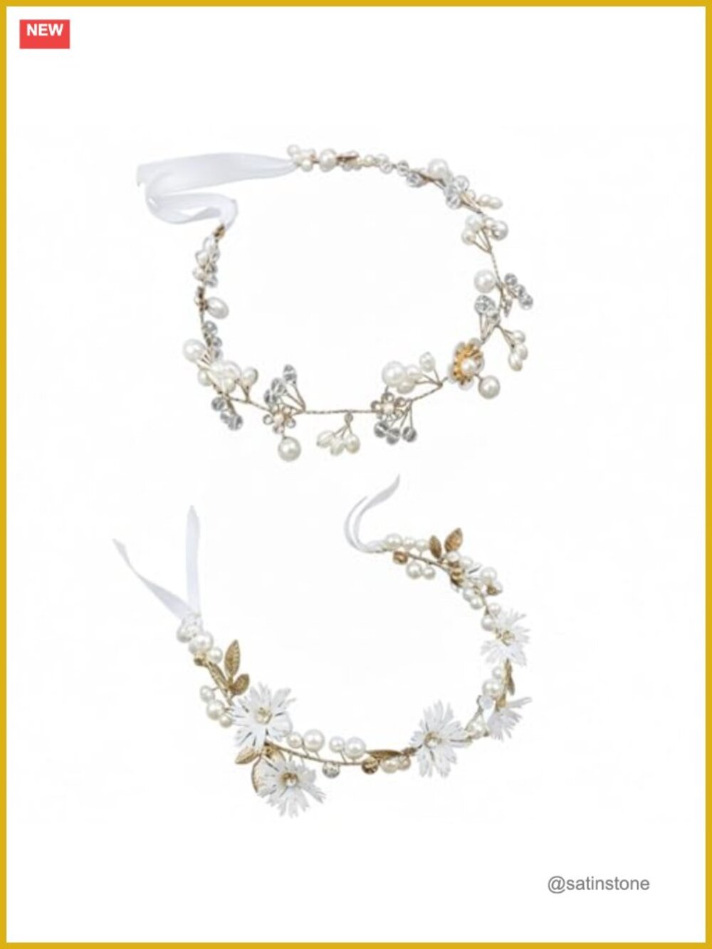 2pc Bridal Hair Vines Flower Wedding Headband Crystal Pearl Headpiece Elegant